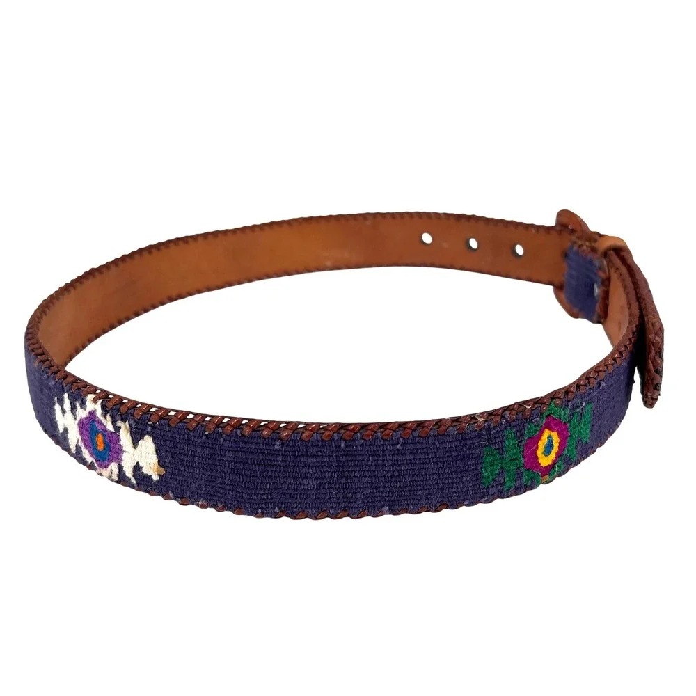 Men's 30 Handmade Guatemalan Belt Woven Textile Leather Boho Southwestern Unisex